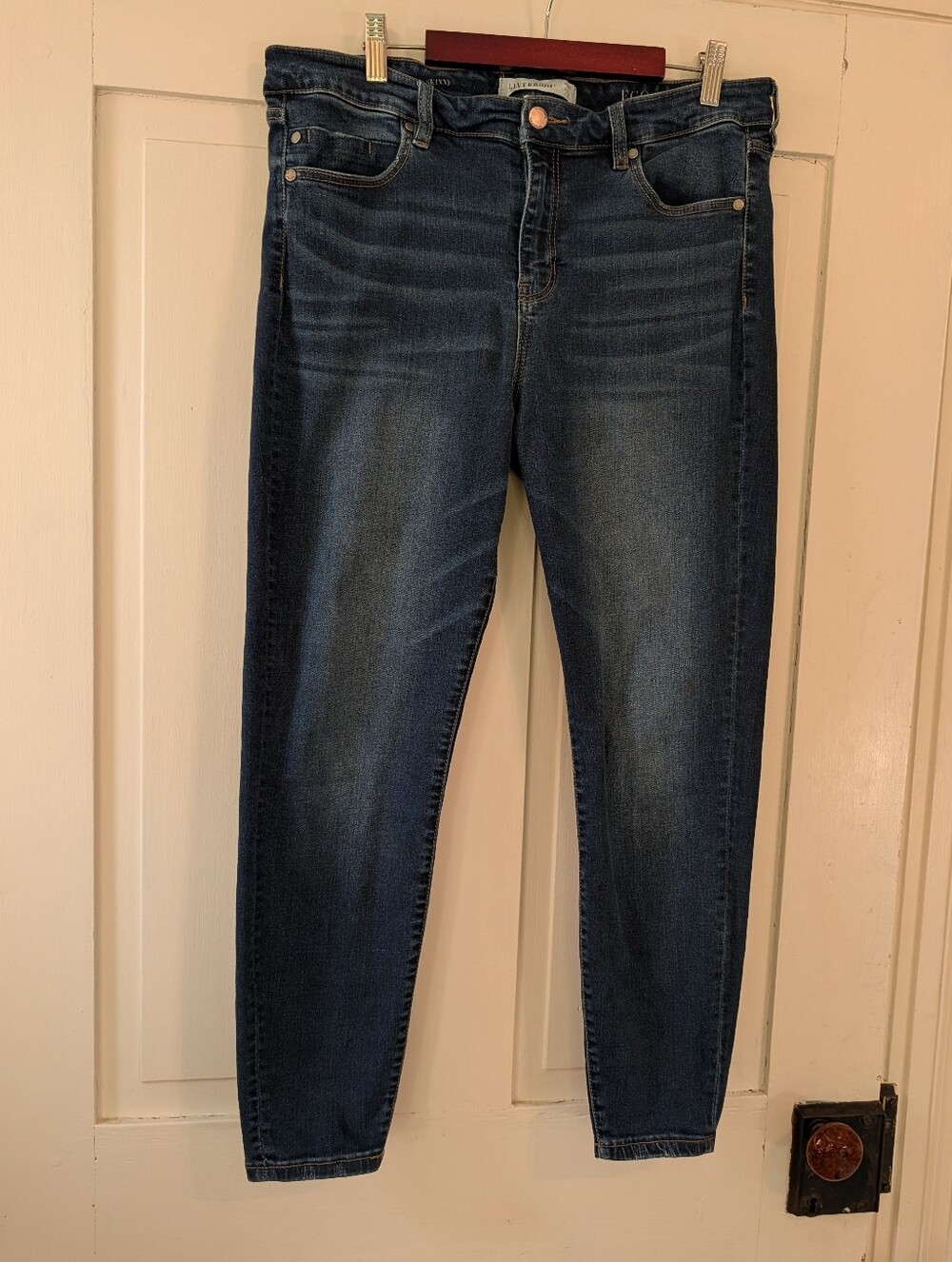 Liverpool Blue Denim Skinny Denim Jeans w/ Distressed Pocket 14 P